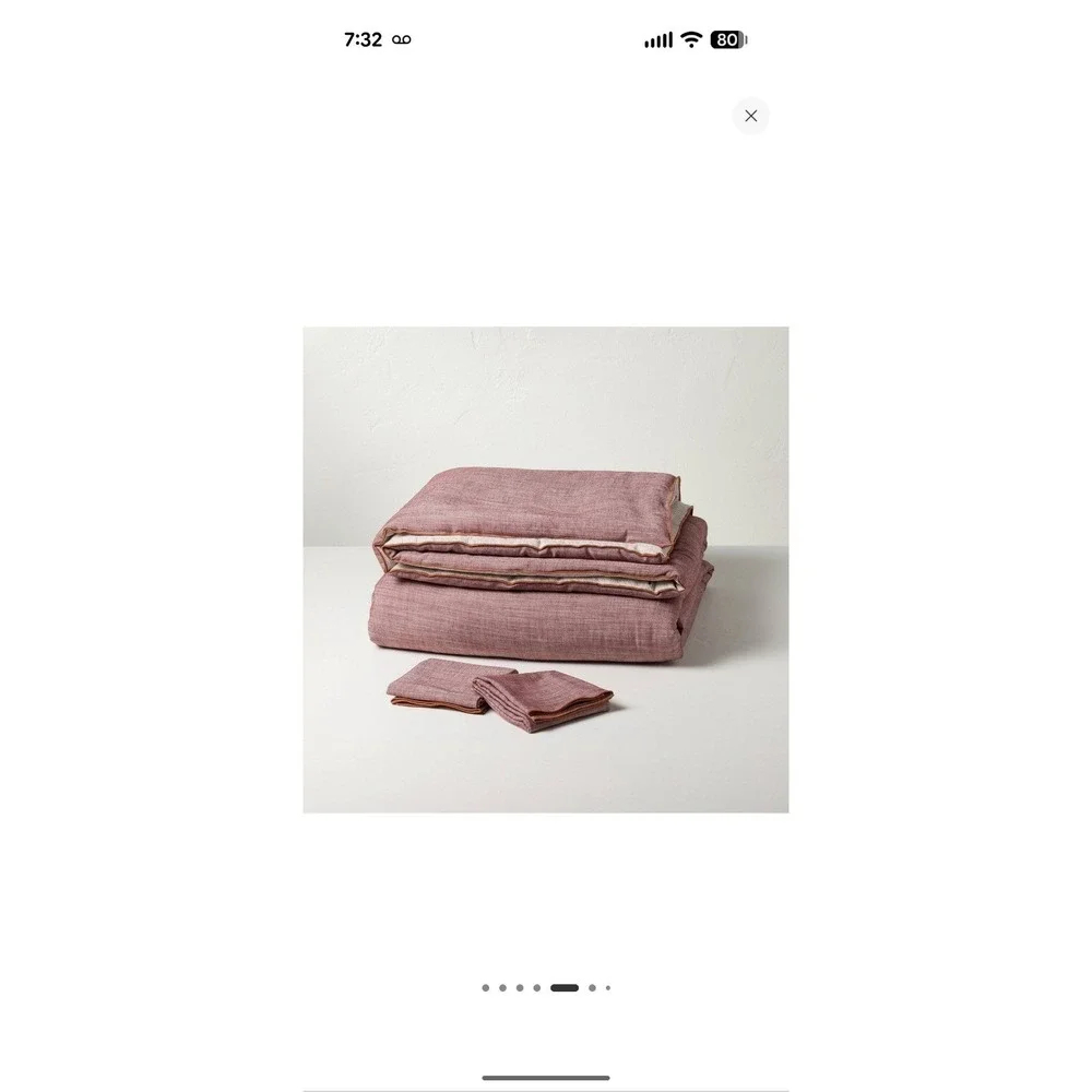 New Hearth & Hand with Magnolia Reversible Duvet Cover Set Burgundy King 3-Piece